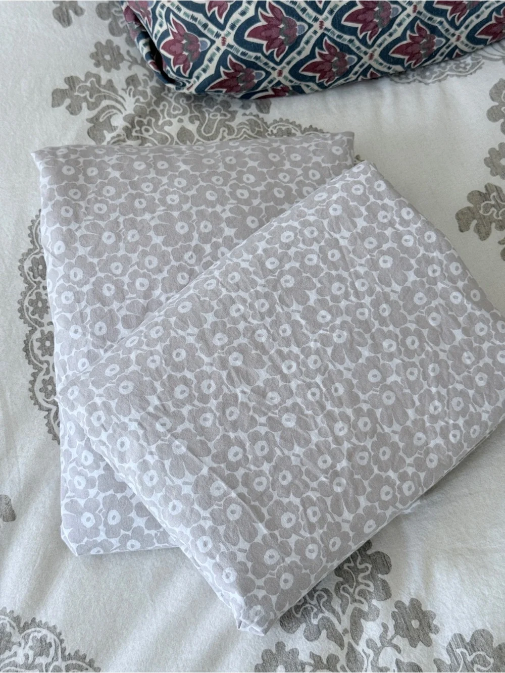 Marimekko Flower Print Neutral Taupe Twin XL Dorm Ready